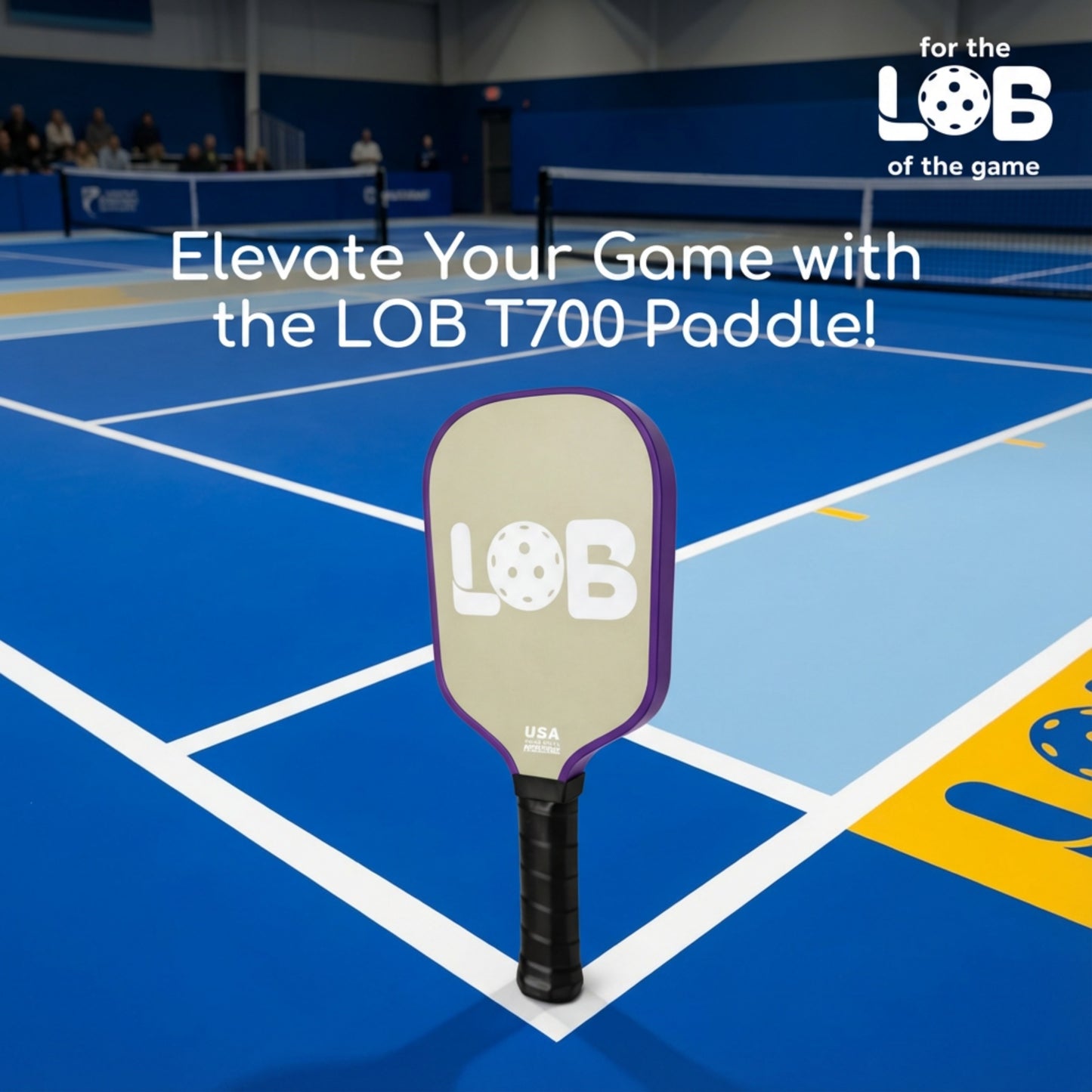 LOB T700 Beige with Purple Raw Carbon Fiber Pickleball Paddle