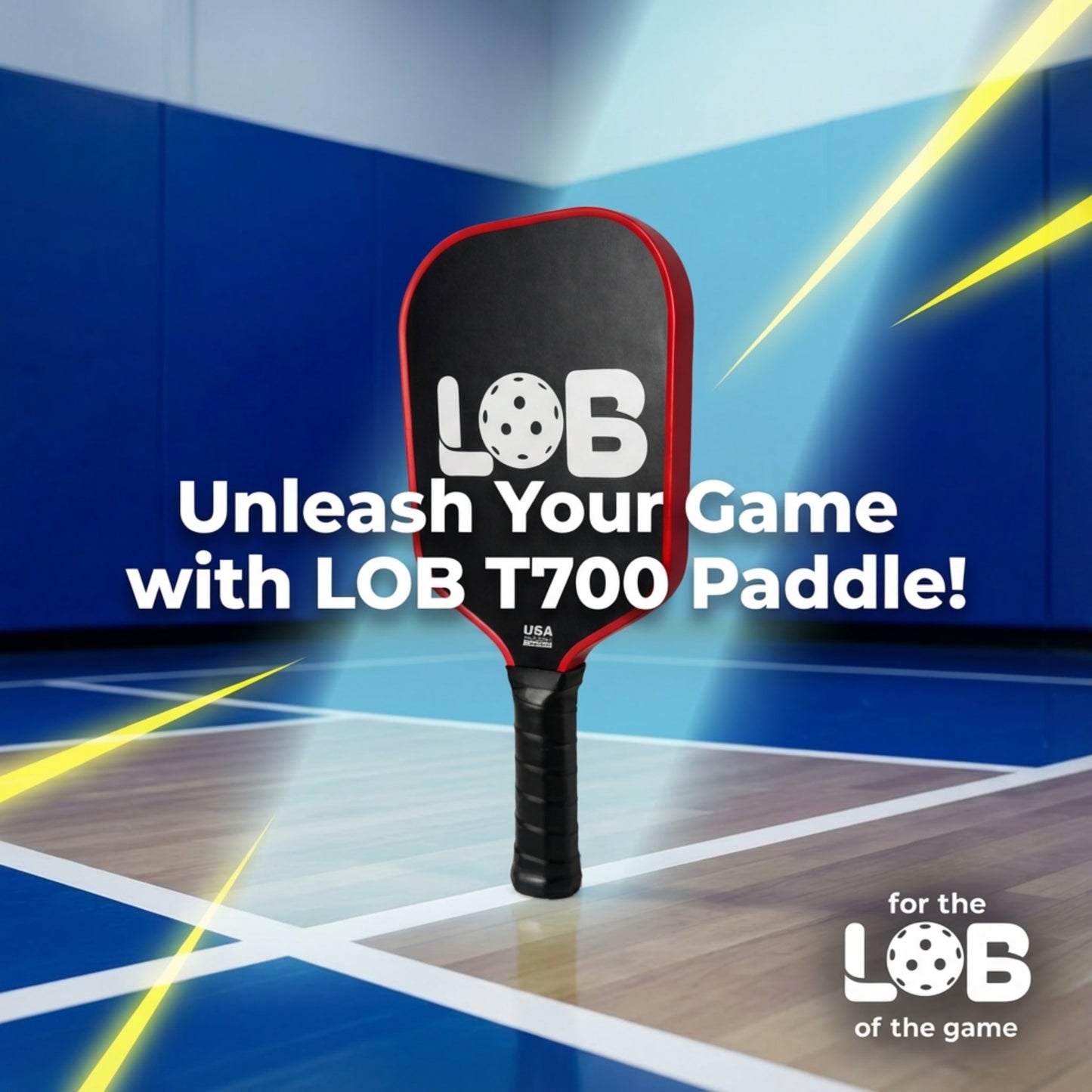 LOB T700 Black with Red Raw Carbon Fiber Pickleball Paddle