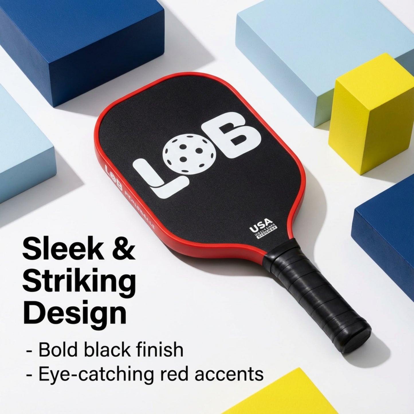 LOB T700 Black with Red Raw Carbon Fiber Pickleball Paddle