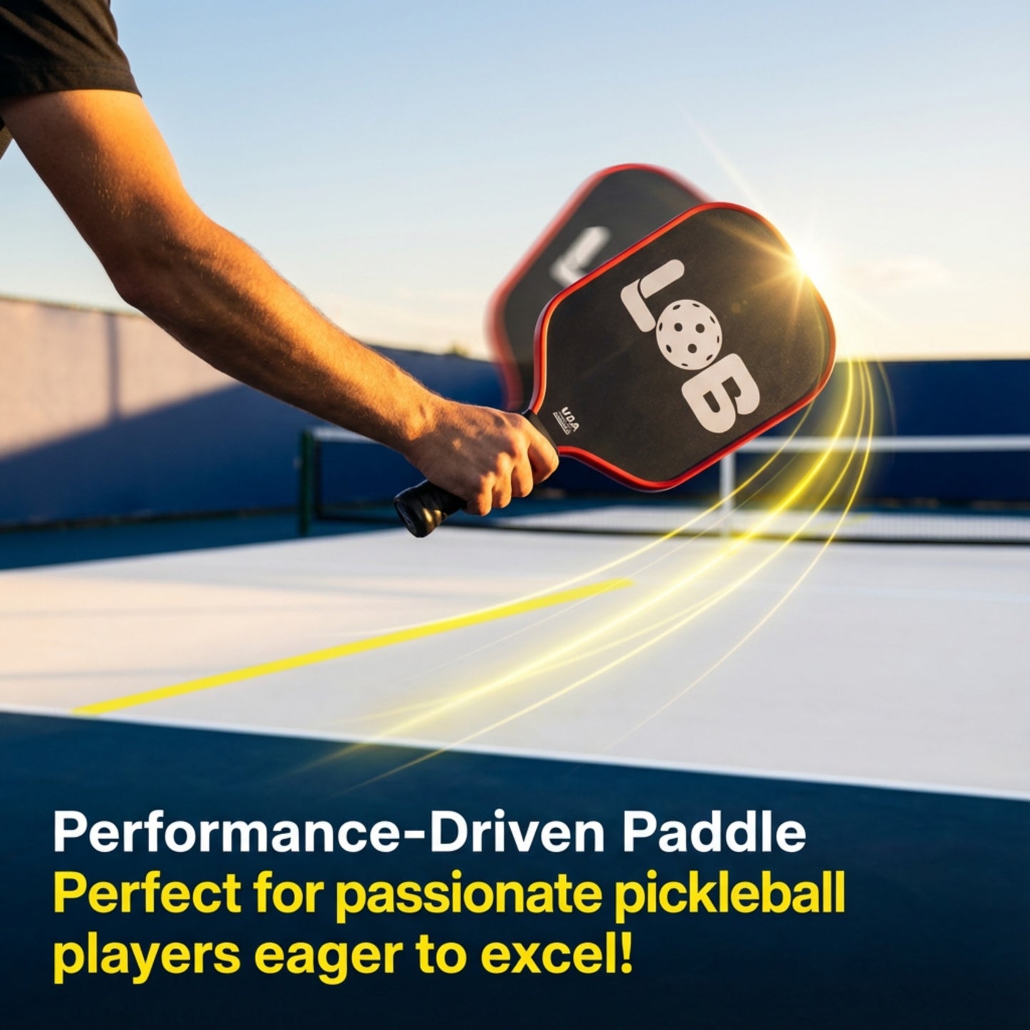 LOB T700 Black with Red Raw Carbon Fiber Pickleball Paddle