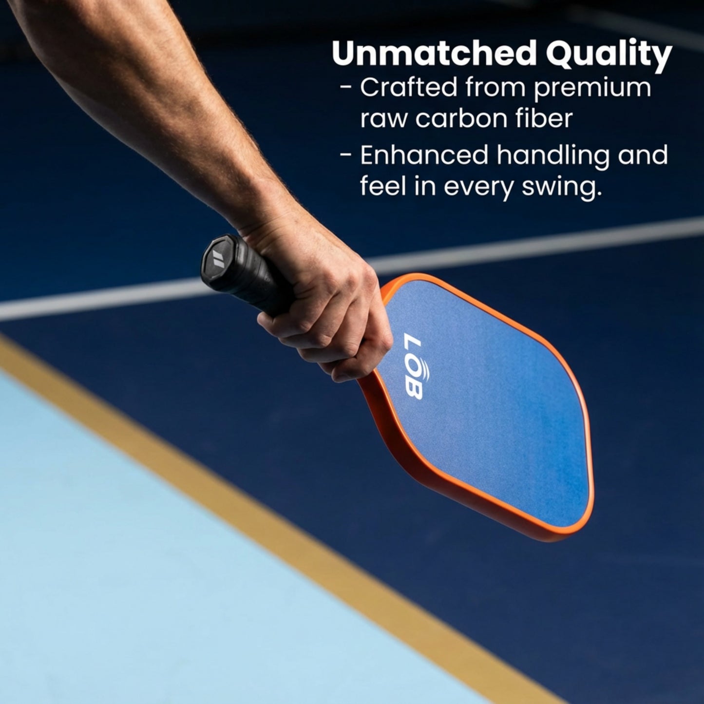 LOB T700 Blue with Orange Raw Carbon Fiber Pickleball Paddle