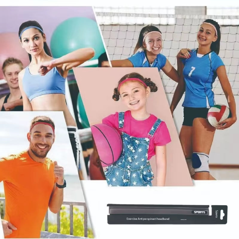 Elastic Head Sweatband Soft Silicone Running Yoga Cycling Sweat Band for Men Women Fitness Basketball Tennis Headband