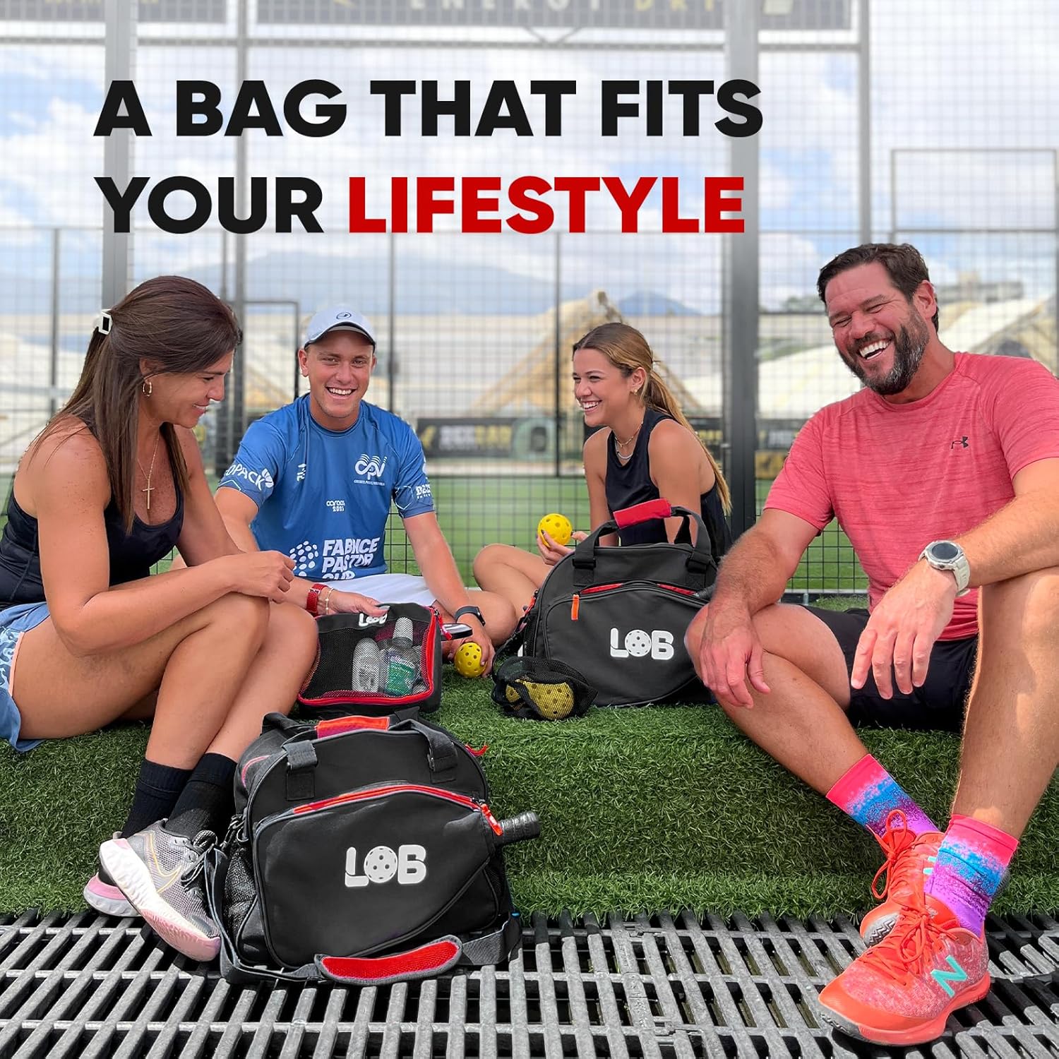 Pickleball Bags for Women Men Tote Carry Bag with Bottle Holders, Fits 2 Paddles, 3Pc Accessories (Pouch, Mesh Ball Bag, Fence Hook), Durable Lightweight