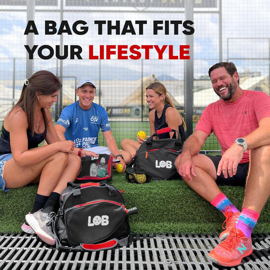 Pickleball Bags for Women Men Tote Carry Bag with Bottle Holders, Fits 2 Paddles, 3Pc Accessories (Pouch, Mesh Ball Bag, Fence Hook), Durable Lightweight