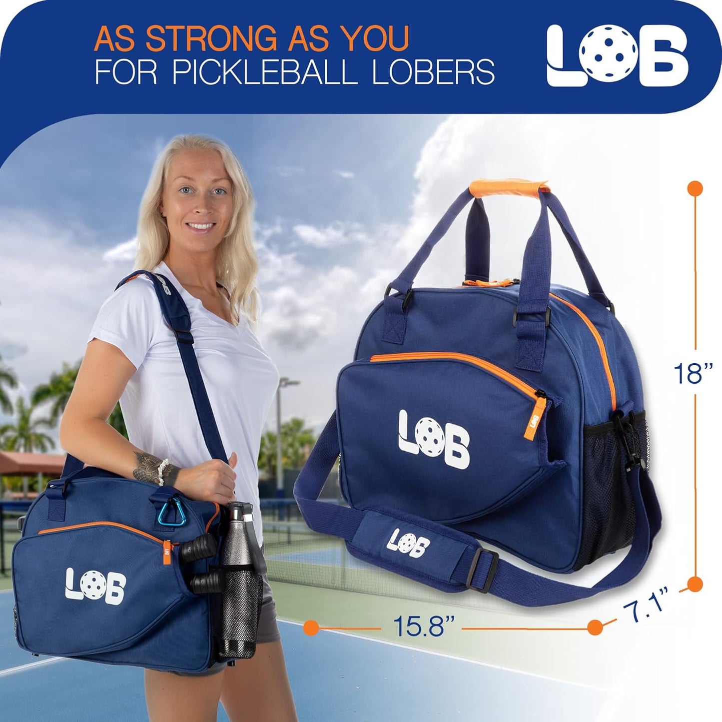 Pickleball Bags for Women Men Tote Carry Bag with Bottle Holders, Fits 2 Paddles, 3Pc Accessories (Pouch, Mesh Ball Bag, Fence Hook), Durable Lightweight