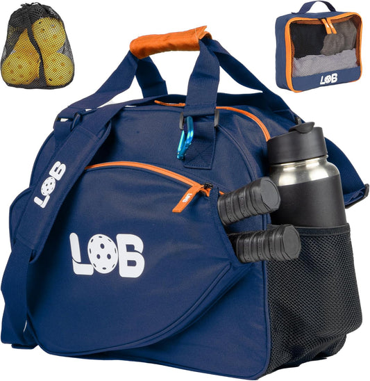 Pickleball Bags for Women Men Tote Carry Bag with Bottle Holders, Fits 2 Paddles, 3Pc Accessories (Pouch, Mesh Ball Bag, Fence Hook), Durable Lightweight